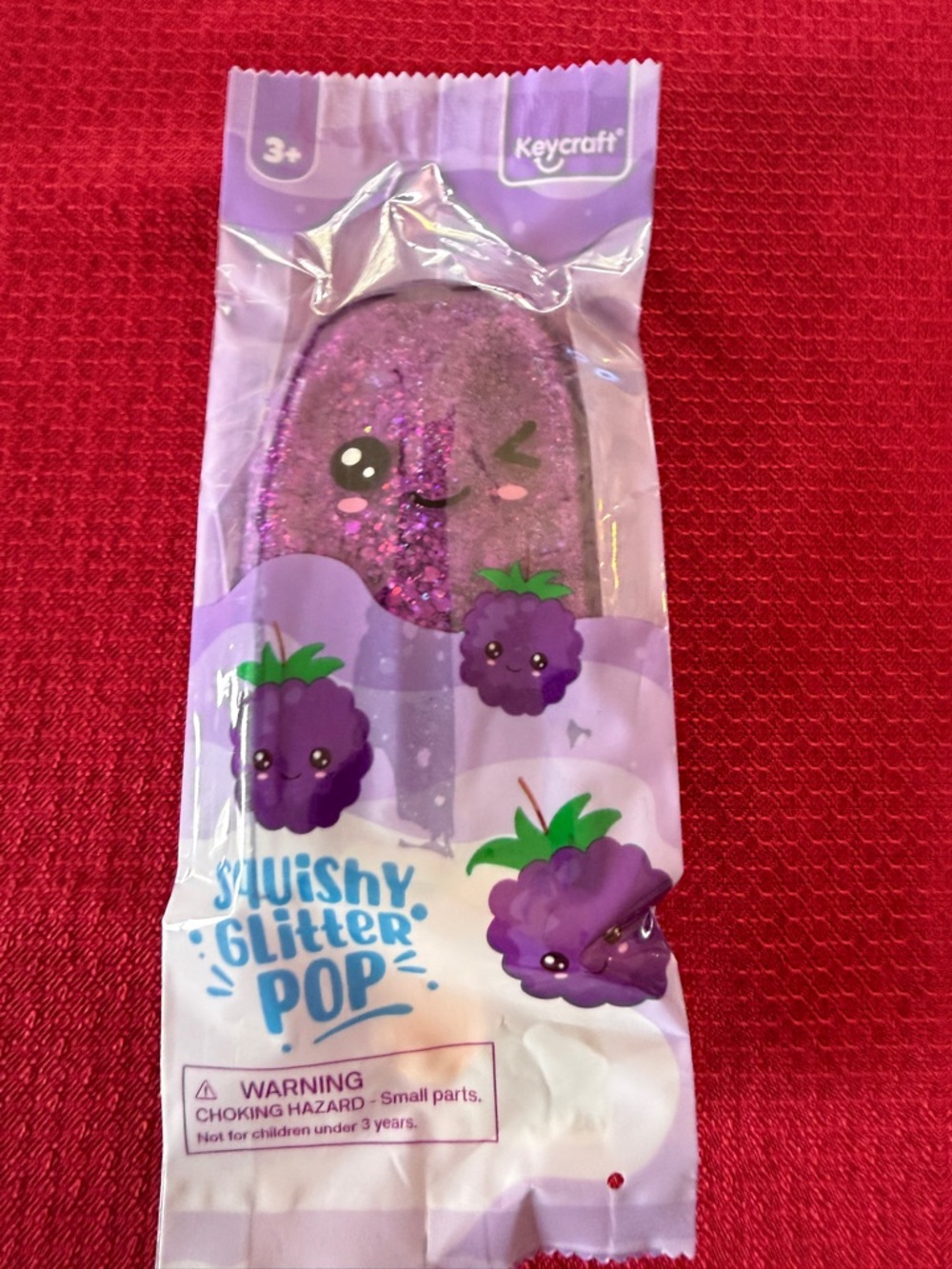 New Squishy Sensory Toy  Glitter Pop Grape Squeezy Sparkle Sugar 5.5" Purple 3+